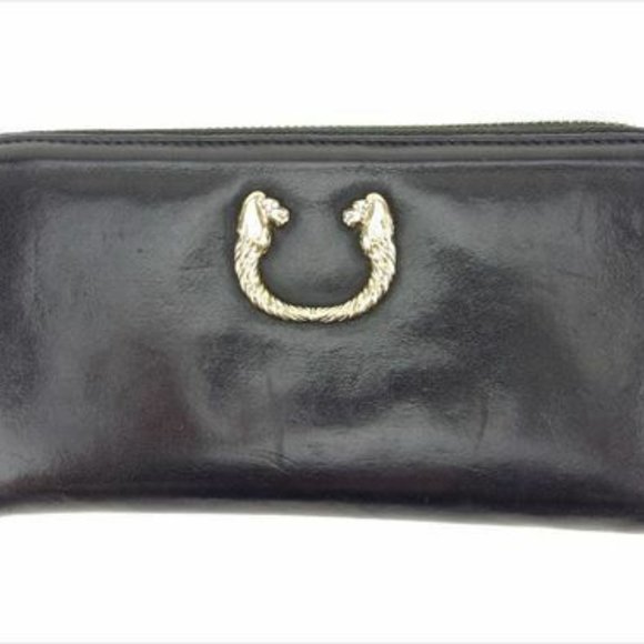 Authentic Bvlgari Wallet Purse Long Wallet Black leather Woman unisex - Picture 3 of 7